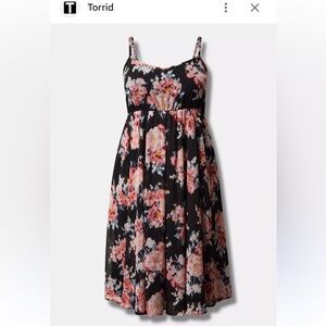 Torrid plus sz mini chiffon sleeveless dress black with pink flowers size 4X/26